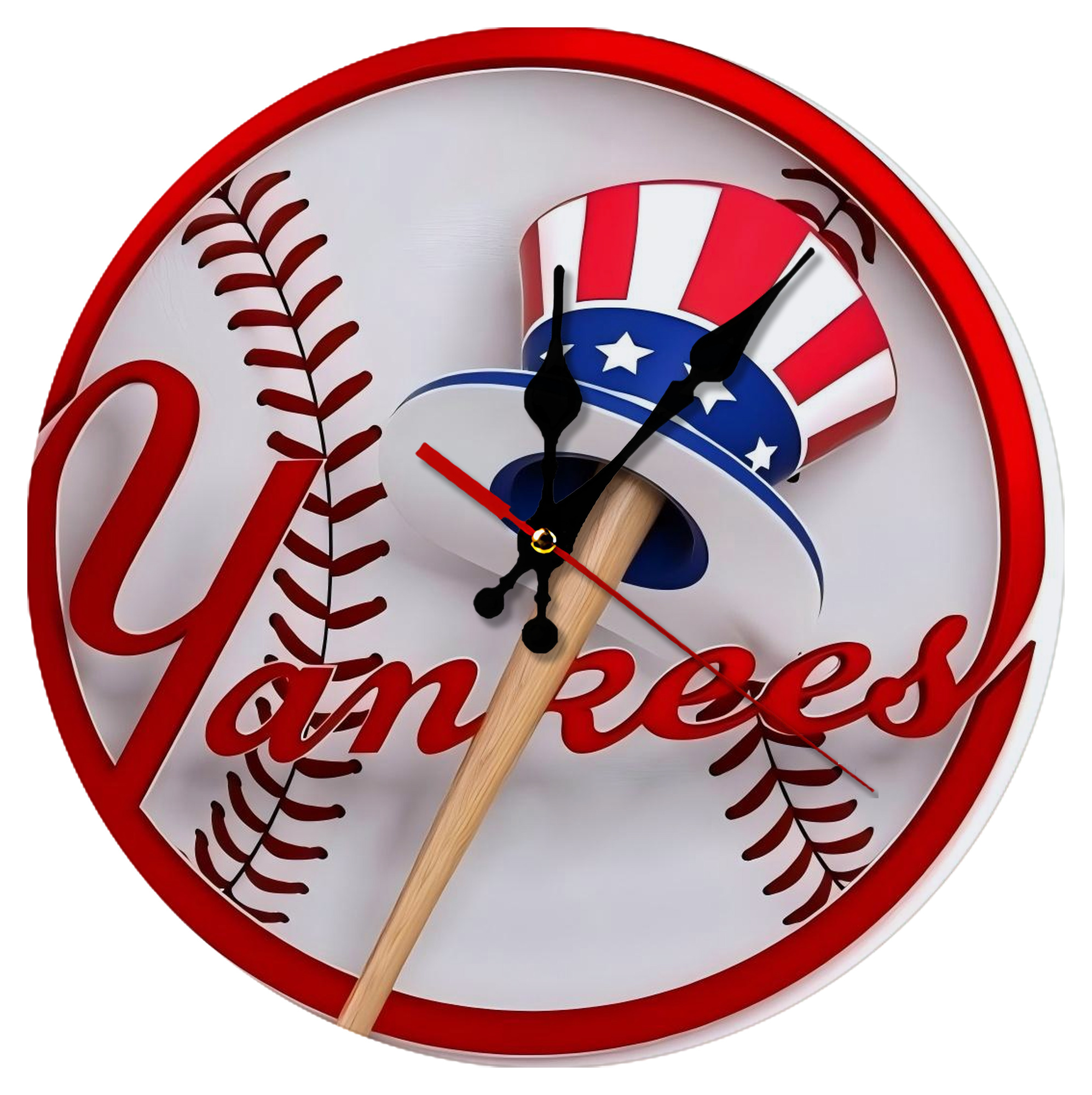 New York Yankees 120 Silent Round Wall Clock – Modern & Stylish DIY Design, Durable Wood Construction, Easy To Install – Perfect For Office, Bedroom, Living Room, And More